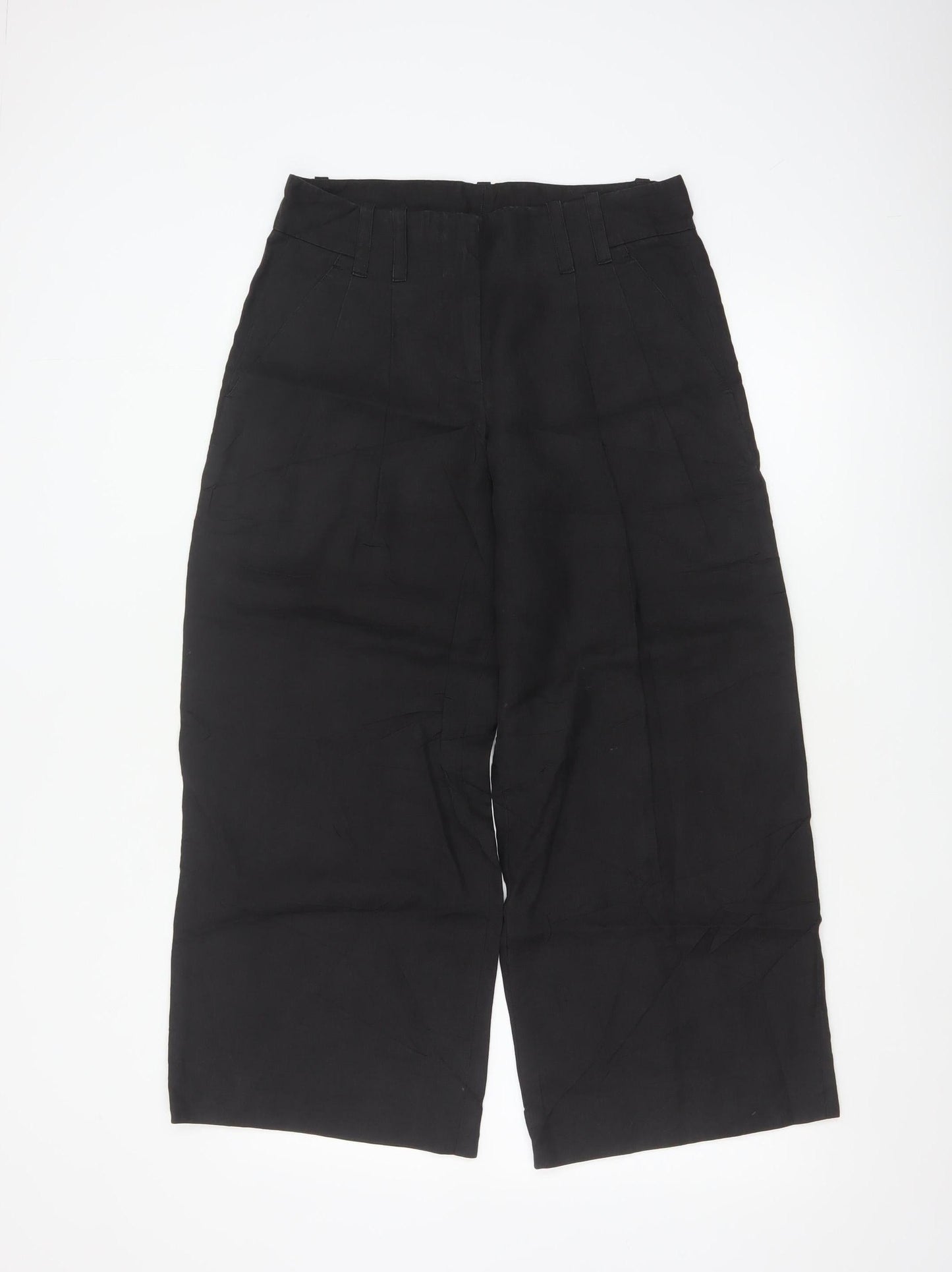 DKNY Women's Black High Rise Pleated Wide-Leg Trousers Size 4