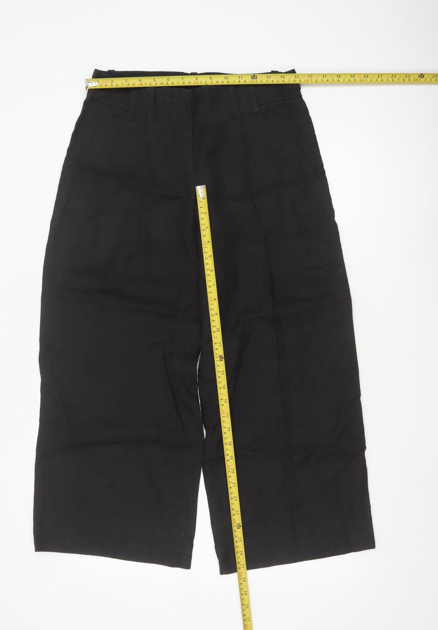DKNY Women's Black High Rise Pleated Wide-Leg Trousers Size 4