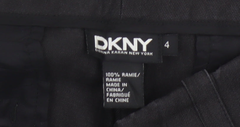 DKNY Women's Black High Rise Pleated Wide-Leg Trousers Size 4