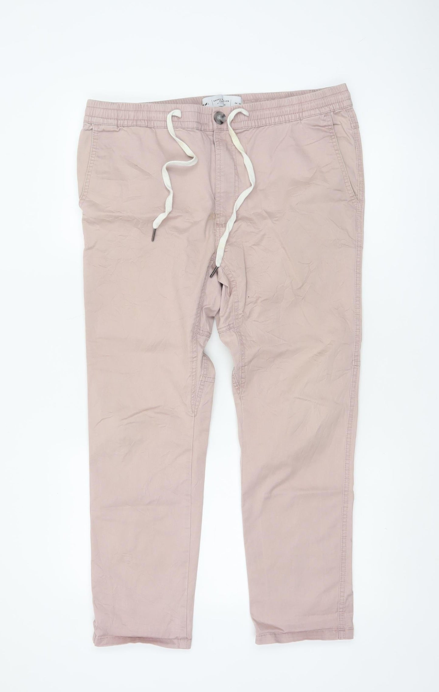 Cotton On Men's Pink Drake Roller Chino Trousers Size L 34in