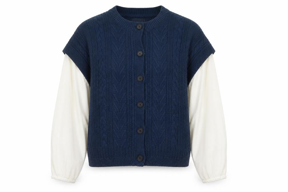 FatFace Women's Blue Cable Knit Button Cardigan UK 12