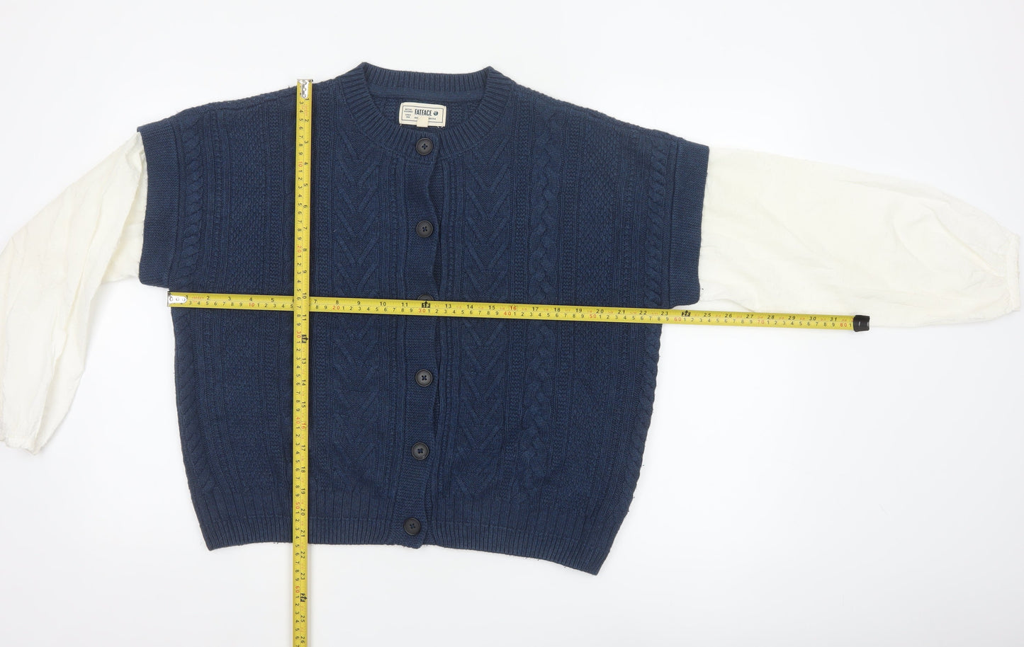 FatFace Women's Blue Cable Knit Button Cardigan UK 12