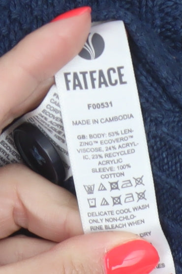 FatFace Women's Blue Cable Knit Button Cardigan UK 12