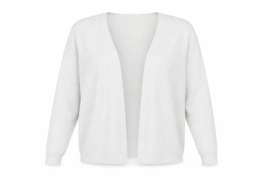 Front view of Roman Women Silver Viscose Metallic Open Knit Cardigan, size 18