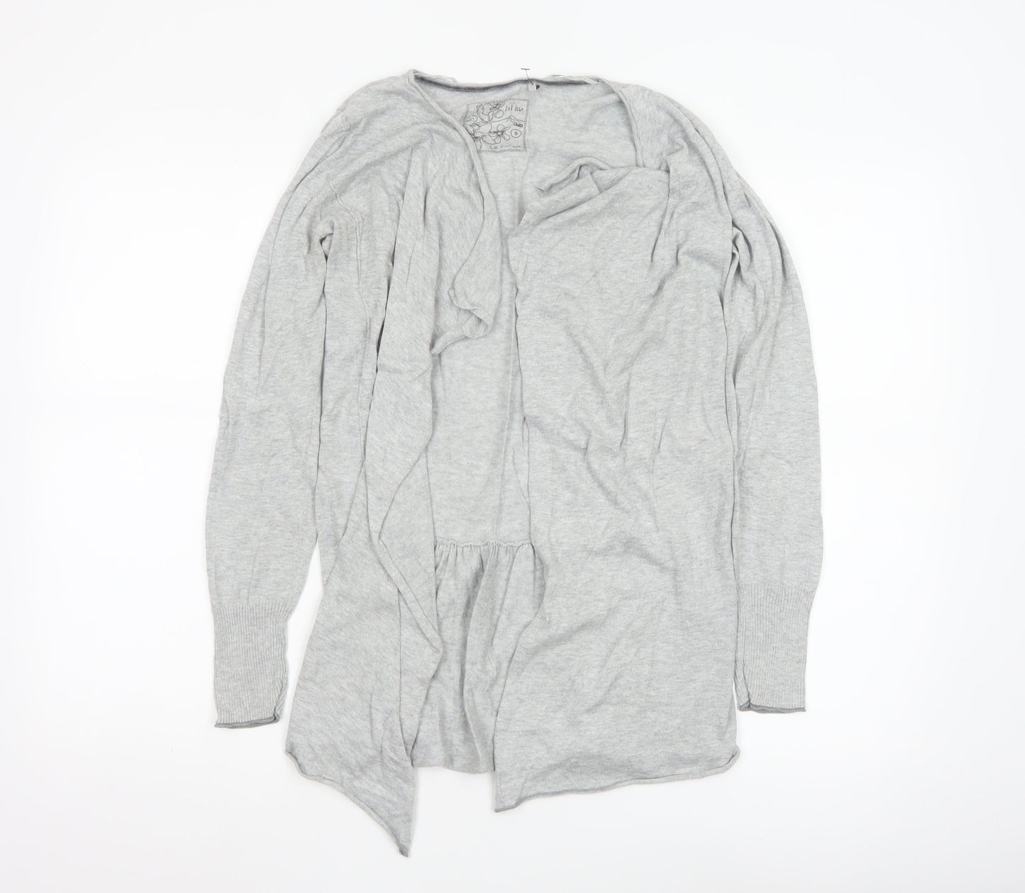 Fat Face Women's Grey Size 8 Long Sleeve Open Cardigan