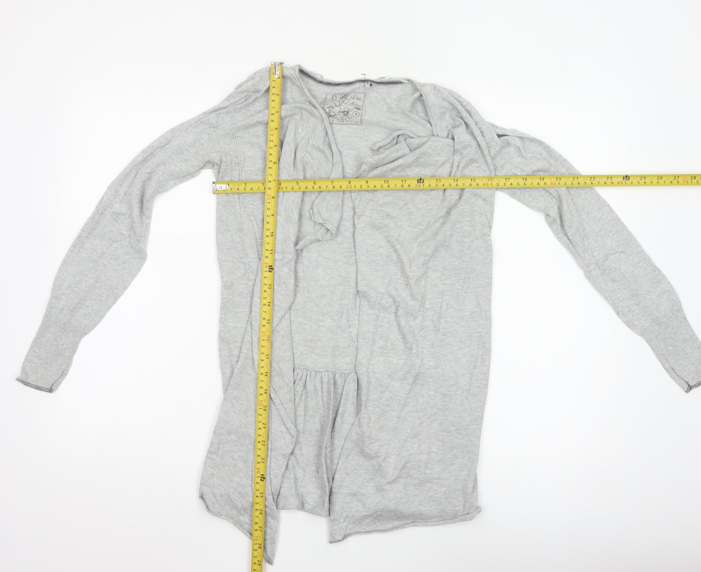 Fat Face Women's Grey Size 8 Long Sleeve Open Cardigan