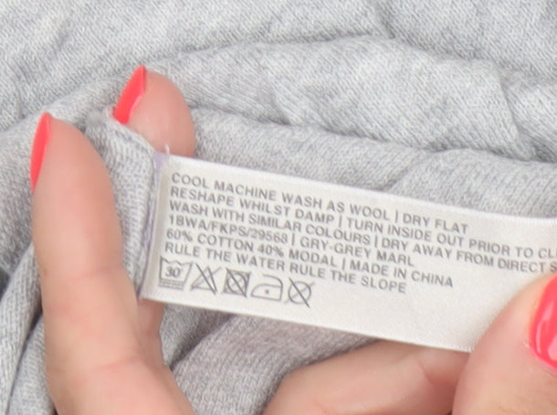 Fat Face Women's Grey Size 8 Long Sleeve Open Cardigan