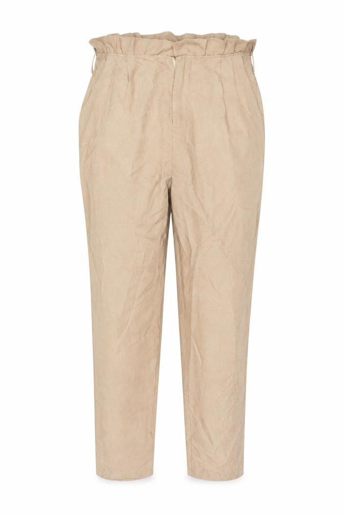 PRETTYLITTLETHING Women’s Beige Paperbag Trousers Size 12 High Waist