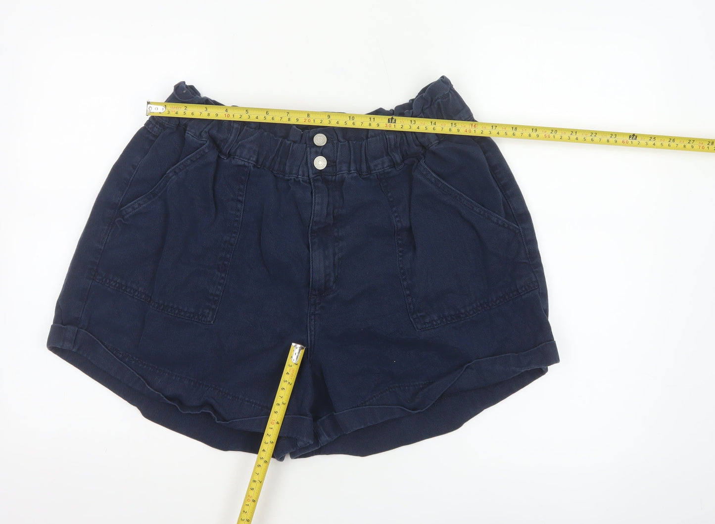 New Look Women Blue Size 20 Paperbag Denim Shorts