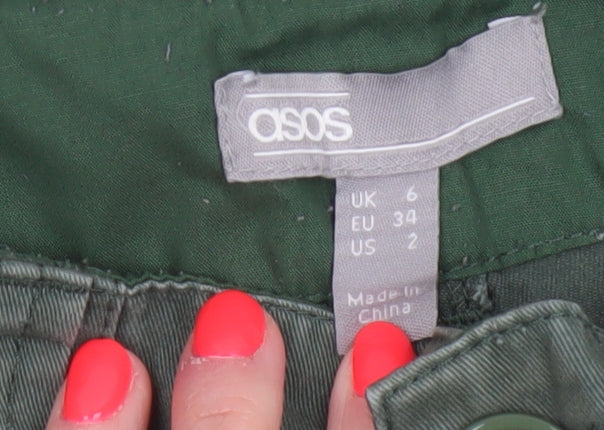 ASOS Women’s Green Cargo Trousers Size 6 Cotton Utility Pants
