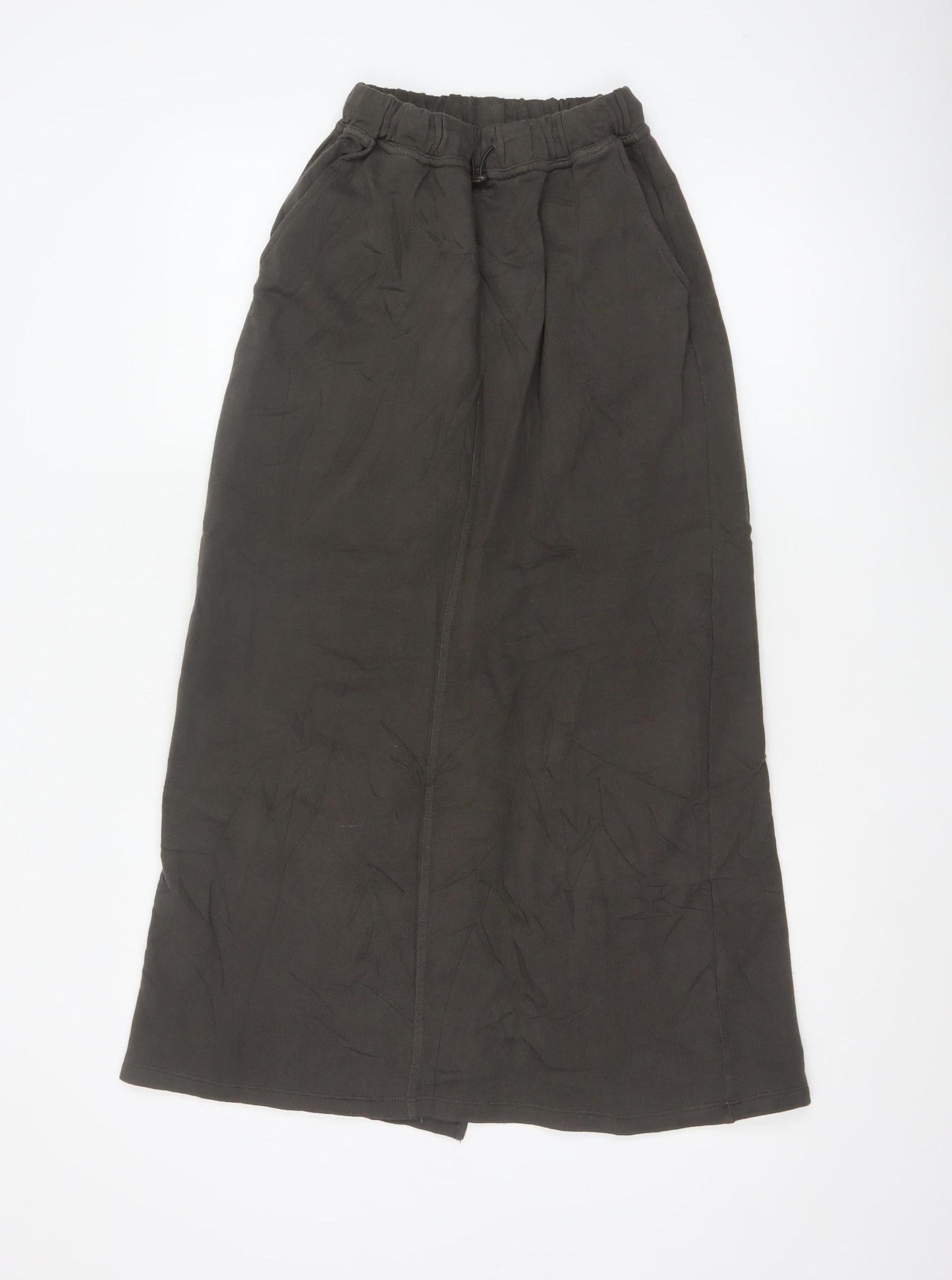 Pull & Bear Women Brown Long Straight Skirt XS Cotton Blend