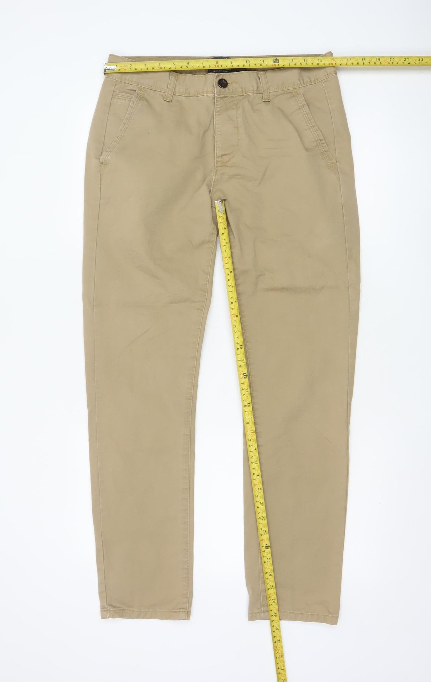 Topman Men's Beige Skinny Chino Trousers W32 L32 Cotton