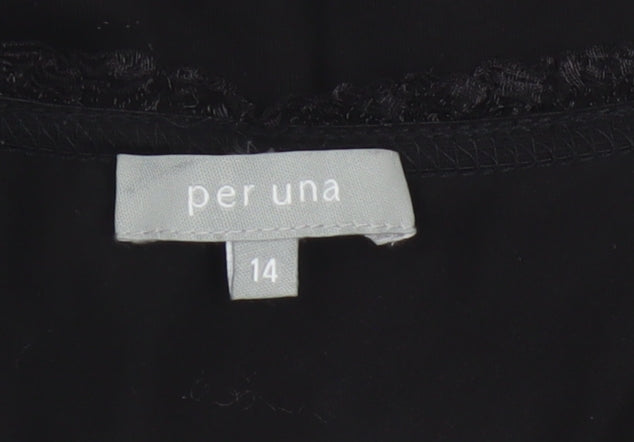 Marks and Spencer Per Una Women's Black Floral Embroidered Blouse Size 14
