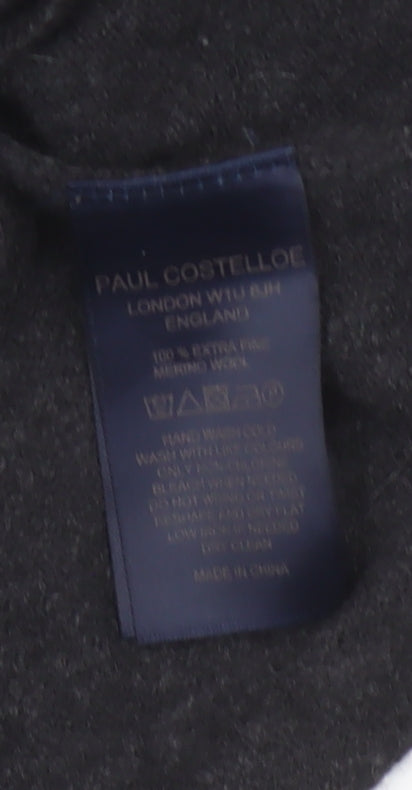 Paul Costelloe Women Black Merino Wool Cardigan UK 14 Large