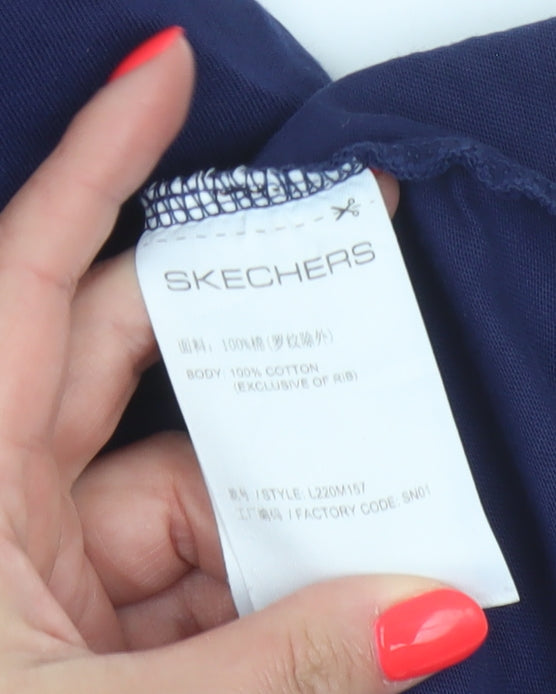 Skechers Men's Blue Cotton Crew Neck Short Sleeve T-Shirt M