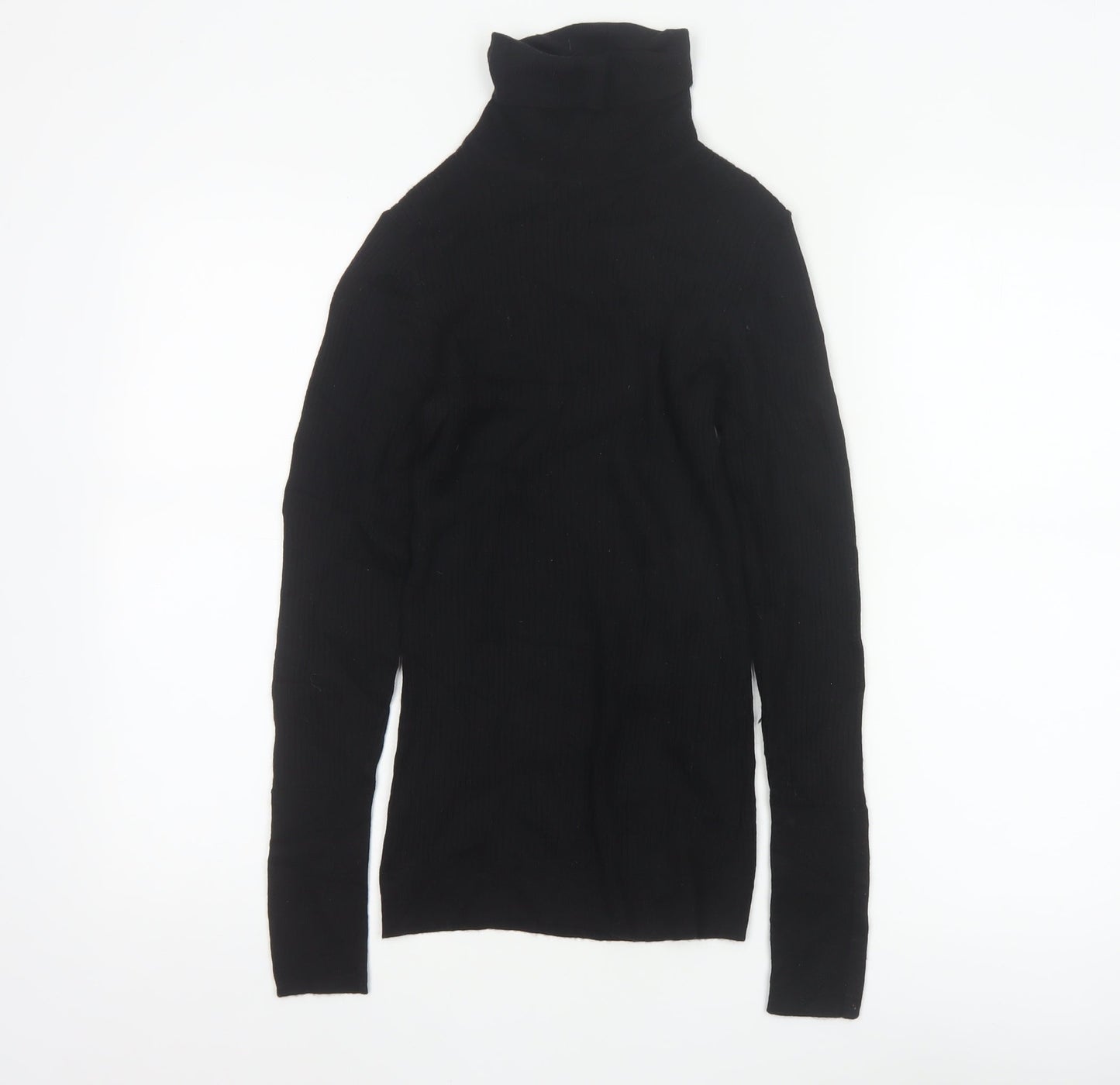 Hobbs Women's Black Merino Wool Roll Neck Jumper Size M
