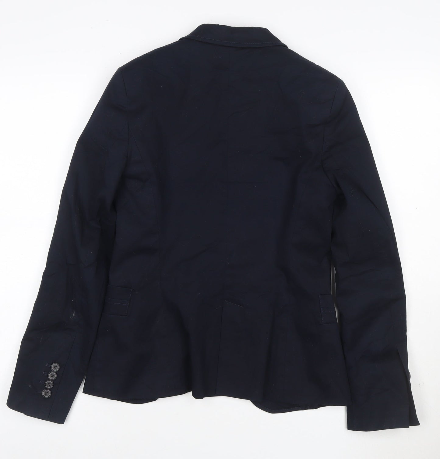 Zara Women Blue Cotton Blend One-Button Blazer Size 12