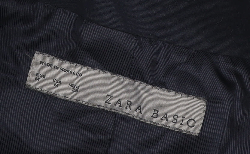 Zara Women Blue Cotton Blend One-Button Blazer Size 12