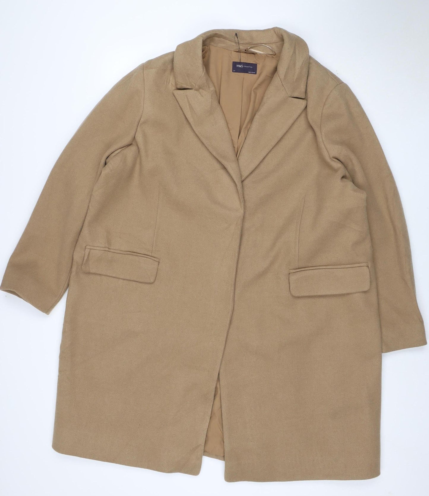 Marks and Spencer Women's Beige Long Overcoat Size 24