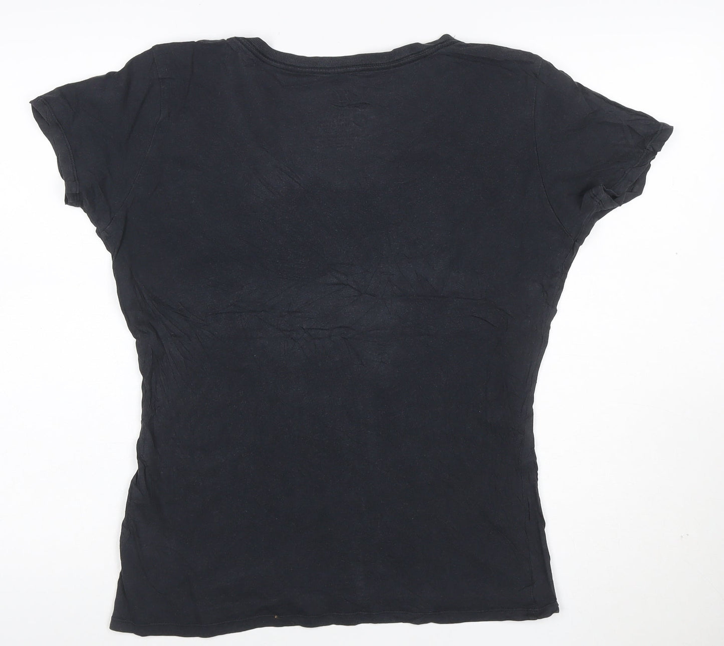 Nike Womens Black Slim Fit Cotton V-Neck T-Shirt Size M