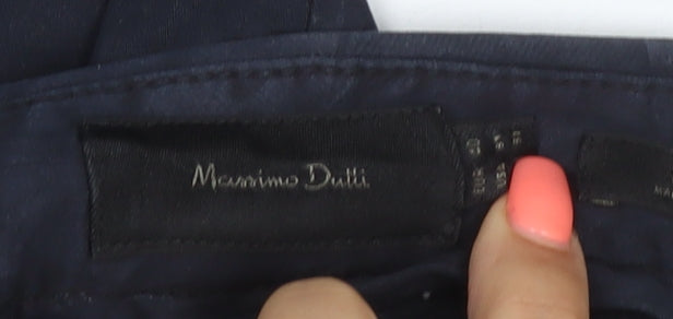 Massimo Dutti Men's Blue Regular Fit Cotton Chino Trousers Size 32