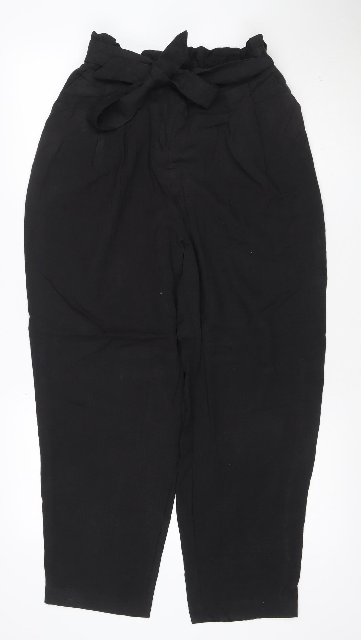 Monki Women’s Black Paperbag High Waist Trousers Size S