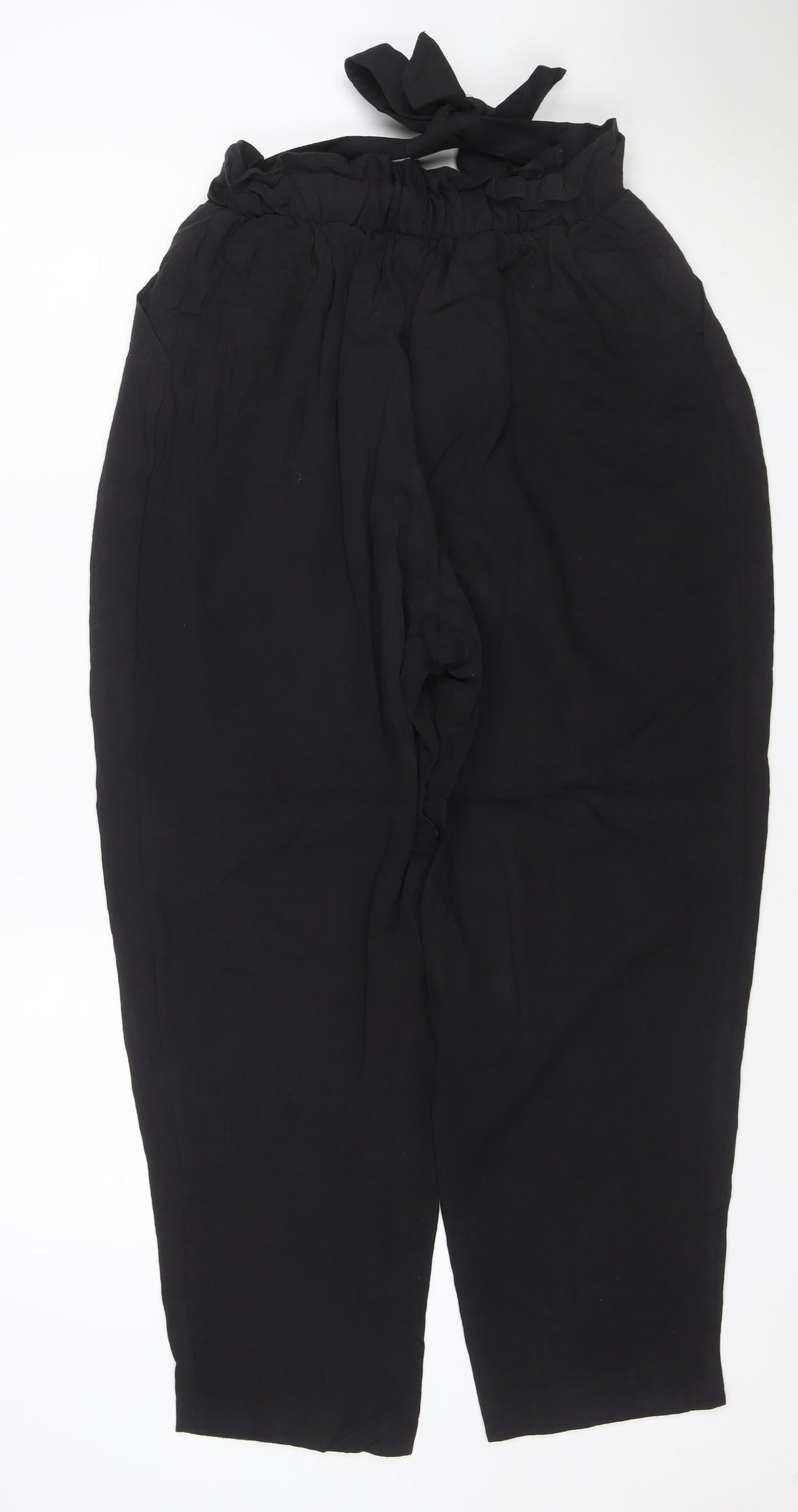 Monki Women’s Black Paperbag High Waist Trousers Size S