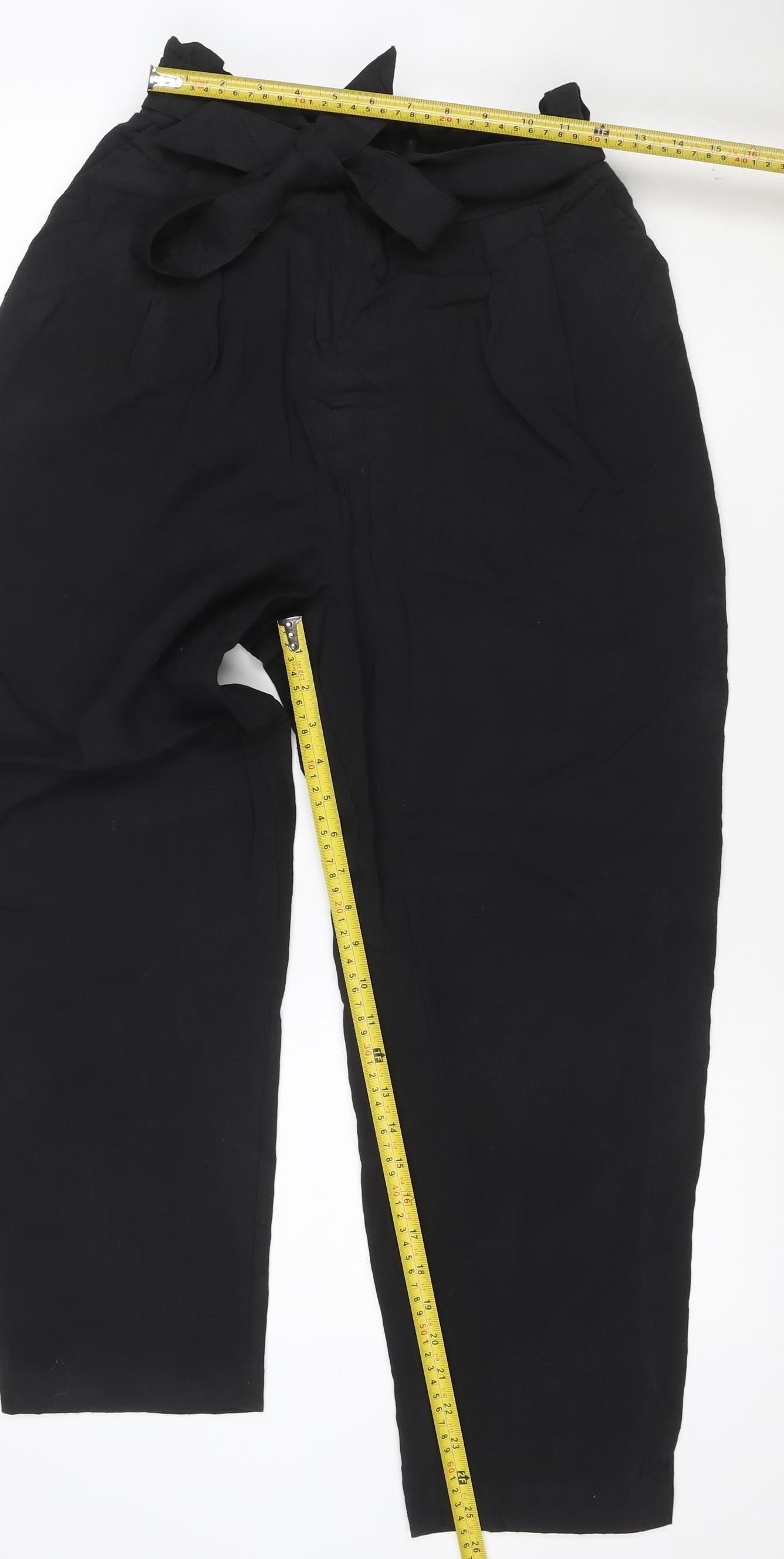 Monki Women’s Black Paperbag High Waist Trousers Size S