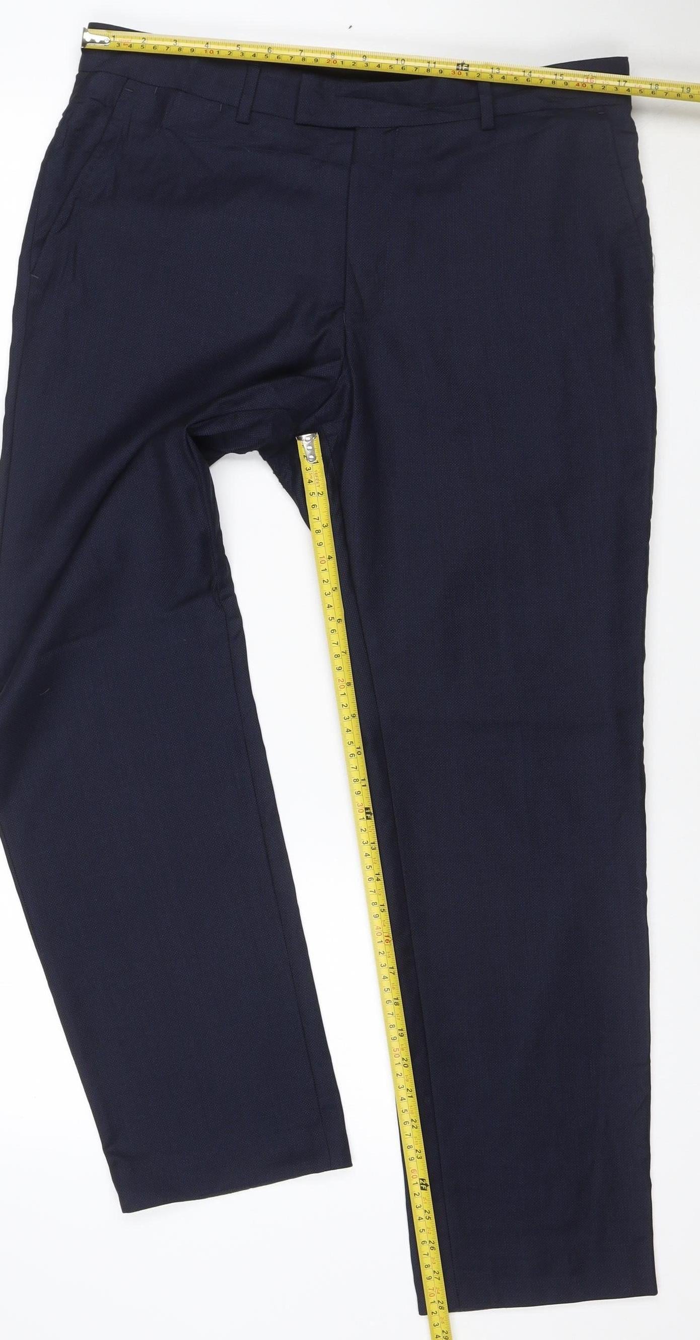 Jaeger Men's Blue Wool Dress Trousers M Regular Fit