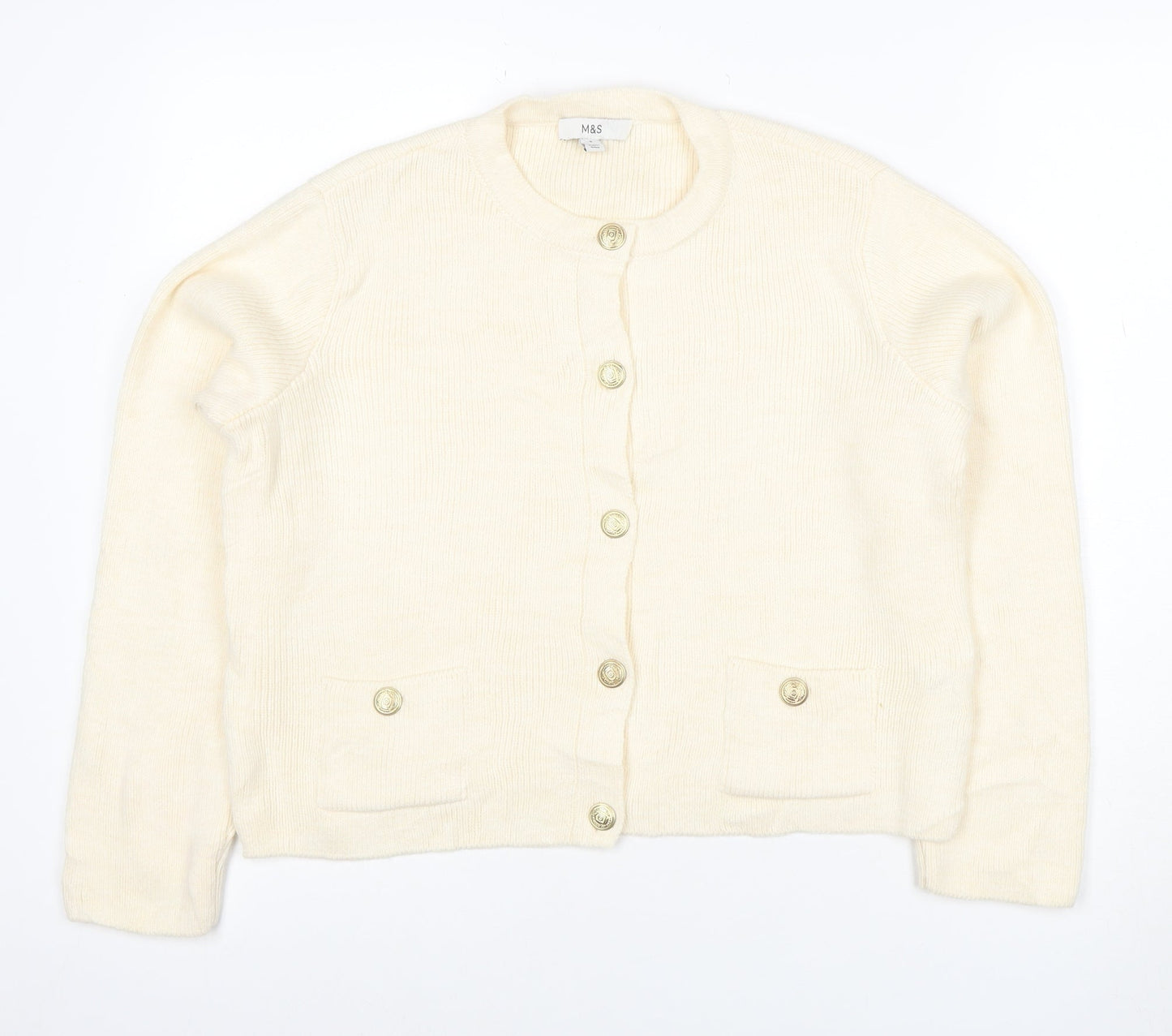 Marks and Spencer Women's Ivory Knit Button Cardigan Size S