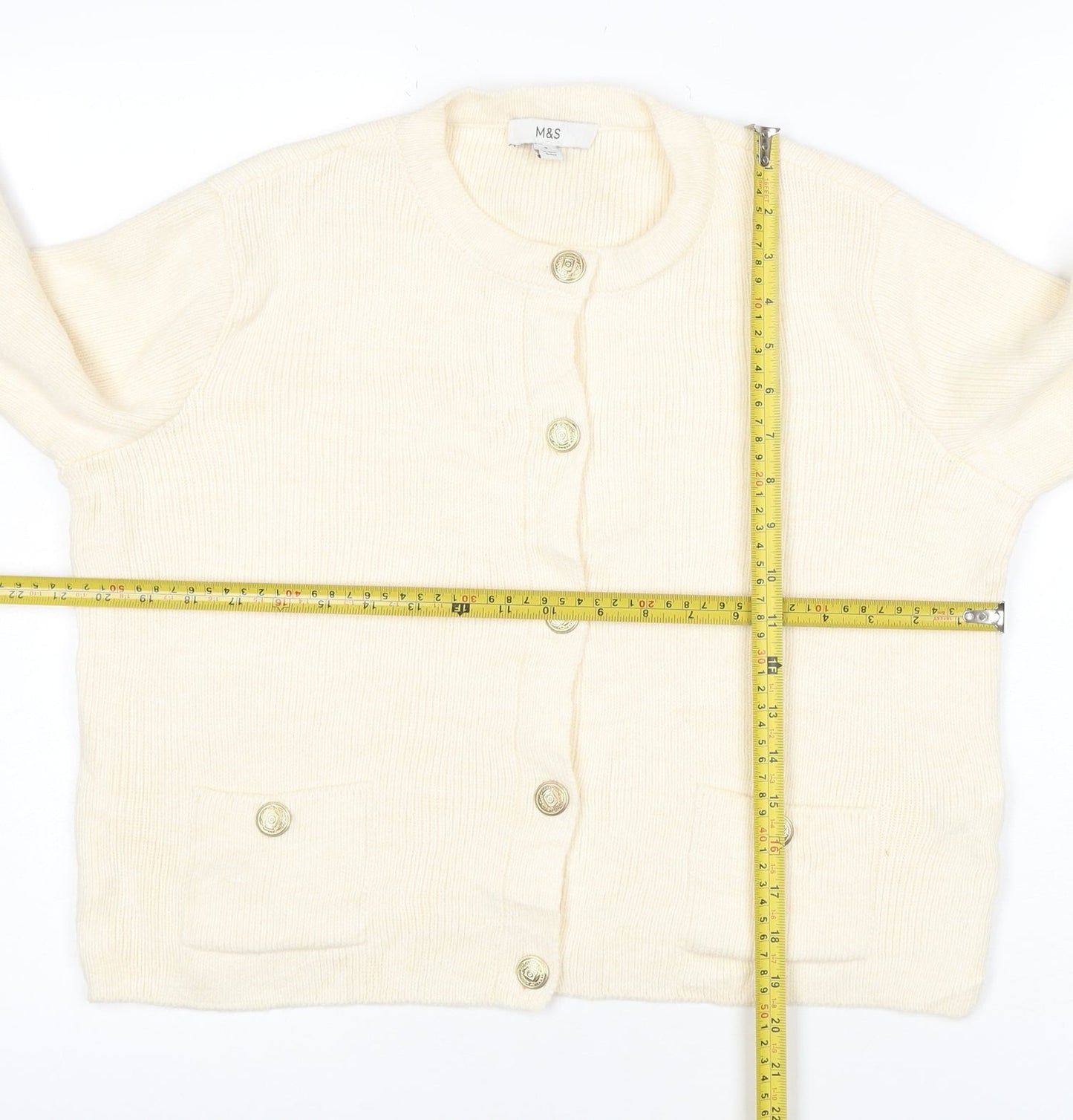 Marks and Spencer Women's Ivory Knit Button Cardigan Size S