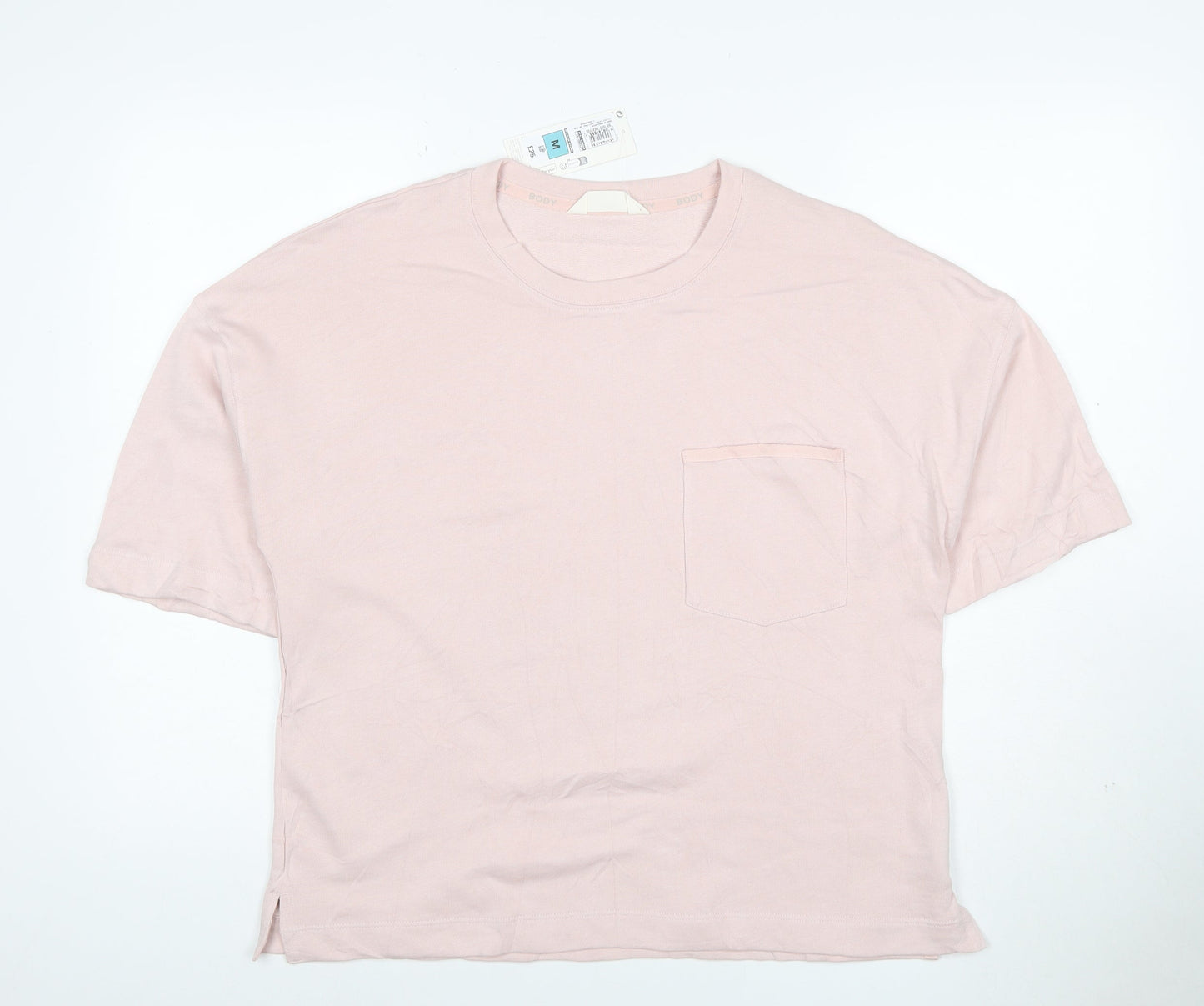 Marks and Spencer Womens Pink Cotton Relaxed Fit Basic T-Shirt M