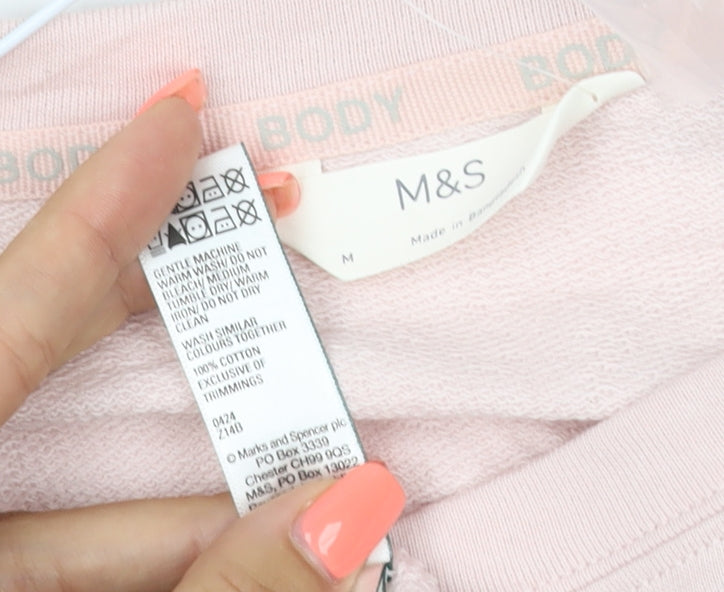 Marks and Spencer Womens Pink Cotton Relaxed Fit Basic T-Shirt M