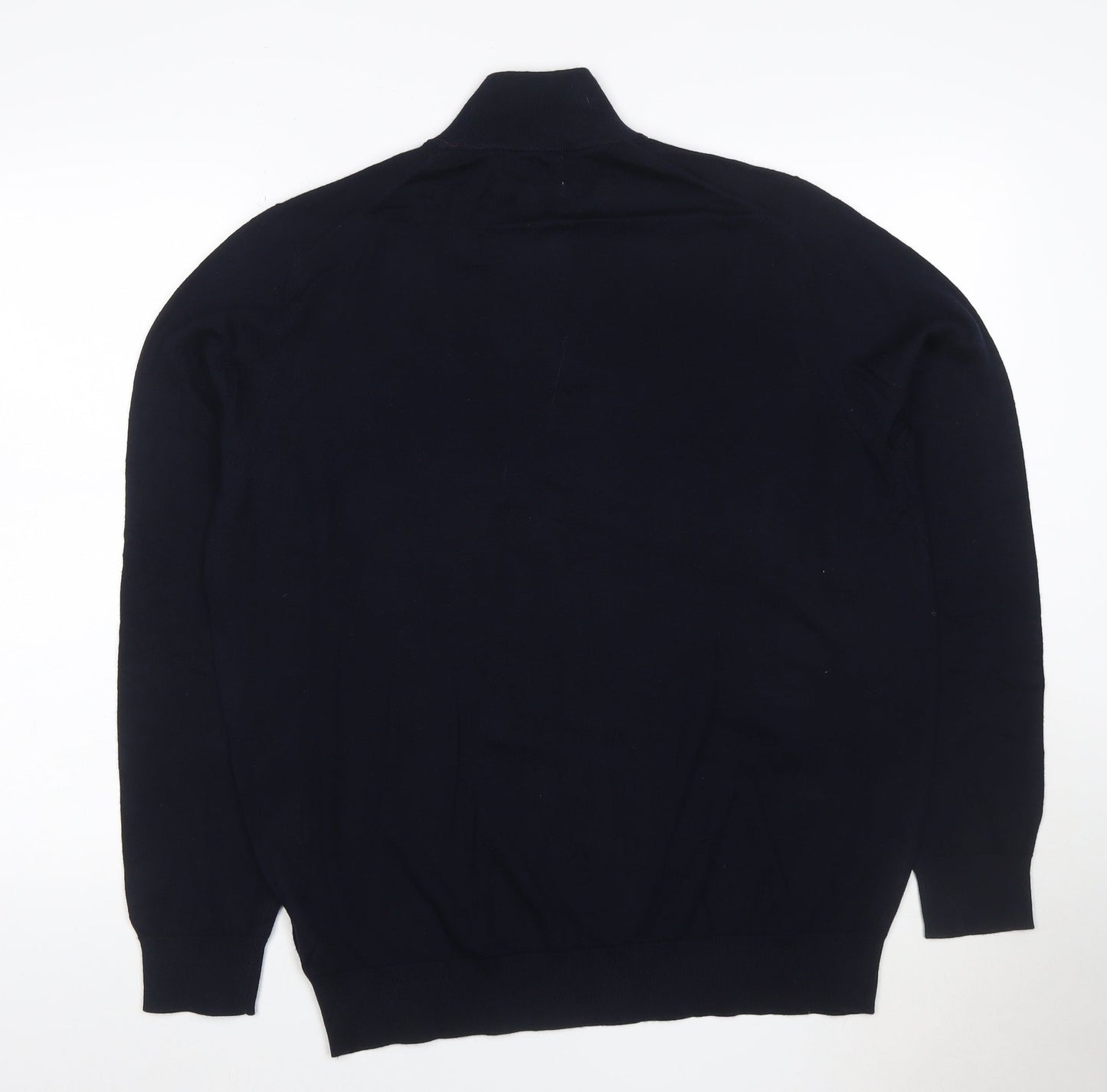 Marks and Spencer Mens Blue XL Merino Wool Half Zip Jumper
