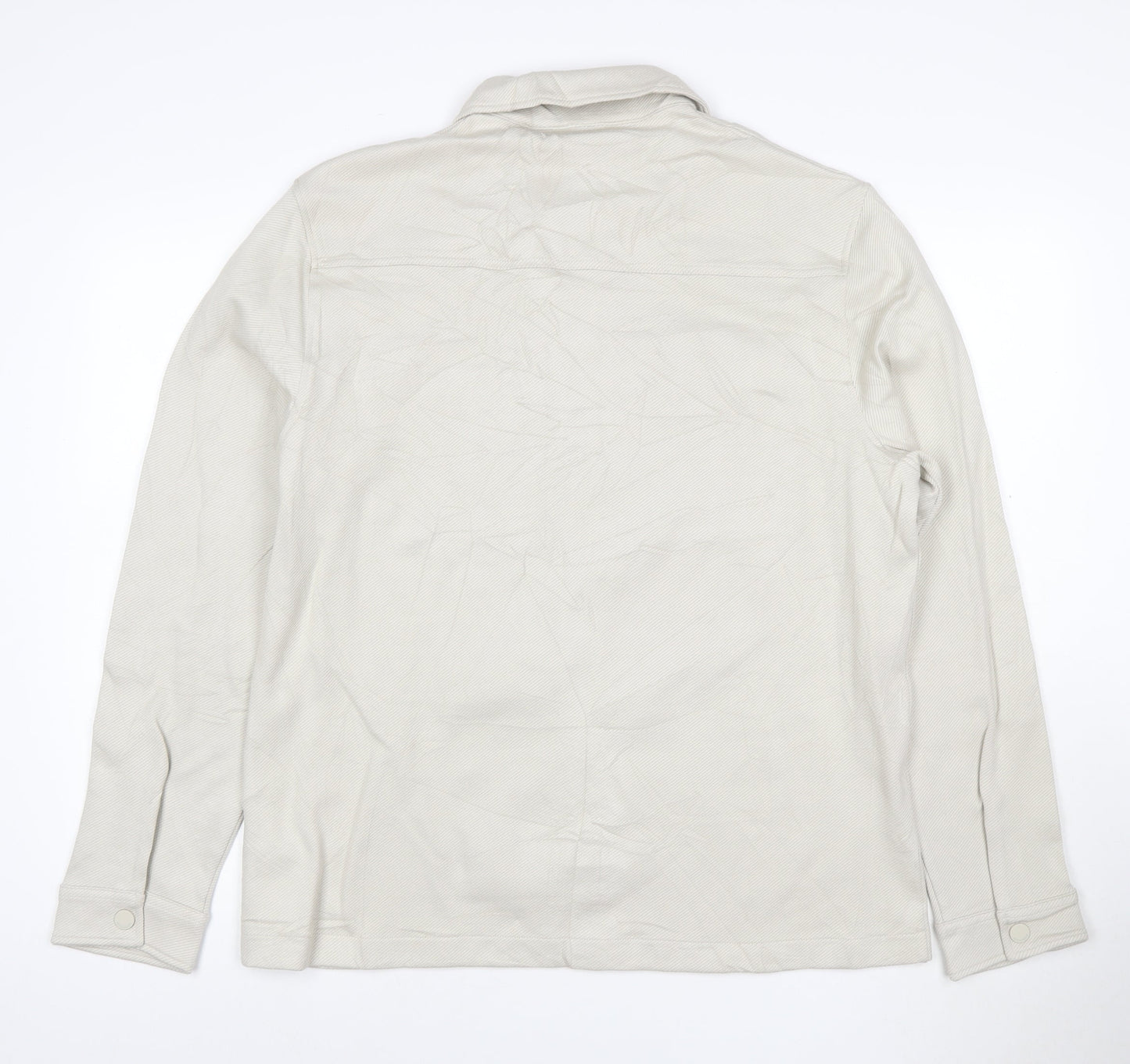 Marks and Spencer Men’s Beige Twill Zip Jacket L Collared Cotton Blend