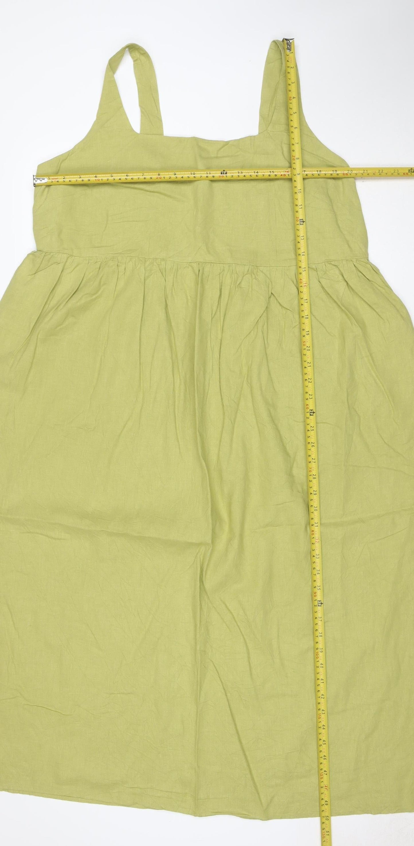Marks and Spencer Women Green Linen Rich Sleeveless Midi Dress Size 22