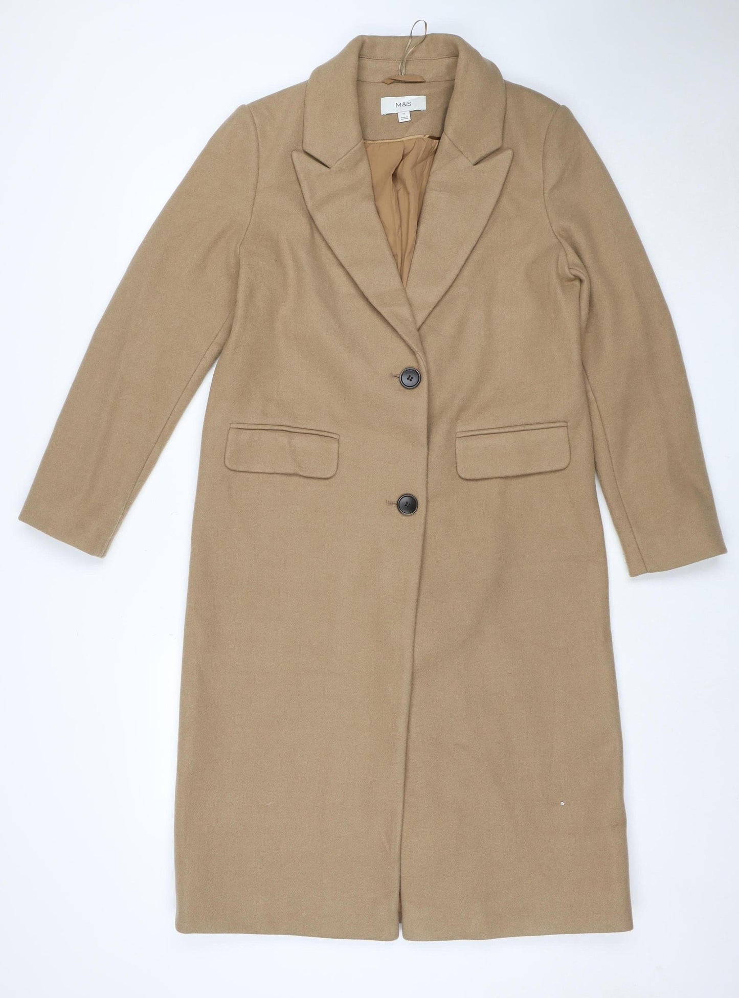 Marks and Spencer Women’s Beige Long Polyester Overcoat Size 10