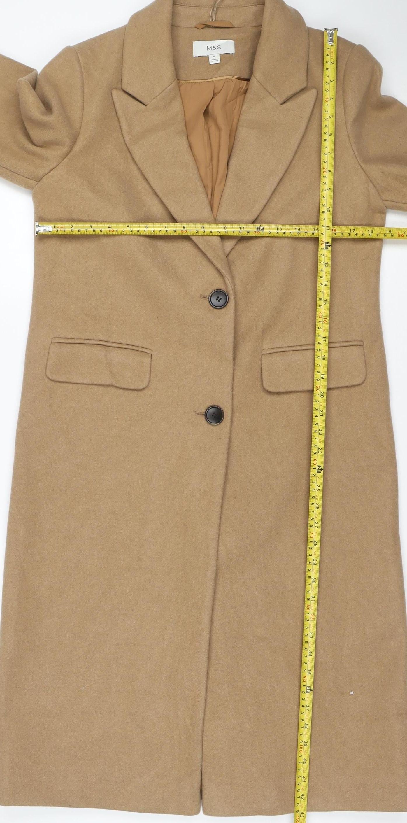 Marks and Spencer Women’s Beige Long Polyester Overcoat Size 10