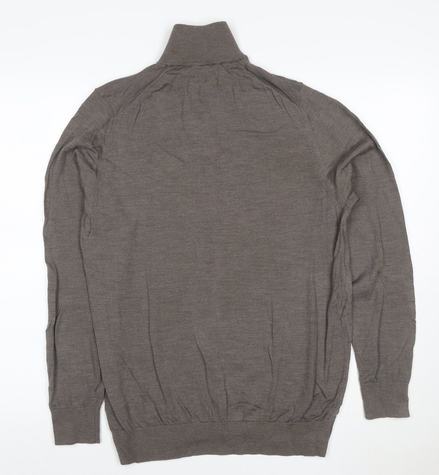 Marks and Spencer Men’s Brown Merino Wool 1/2 Zip Jumper L