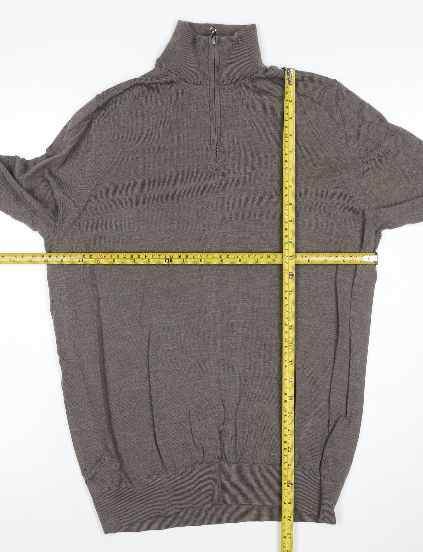 Marks and Spencer Men’s Brown Merino Wool 1/2 Zip Jumper L