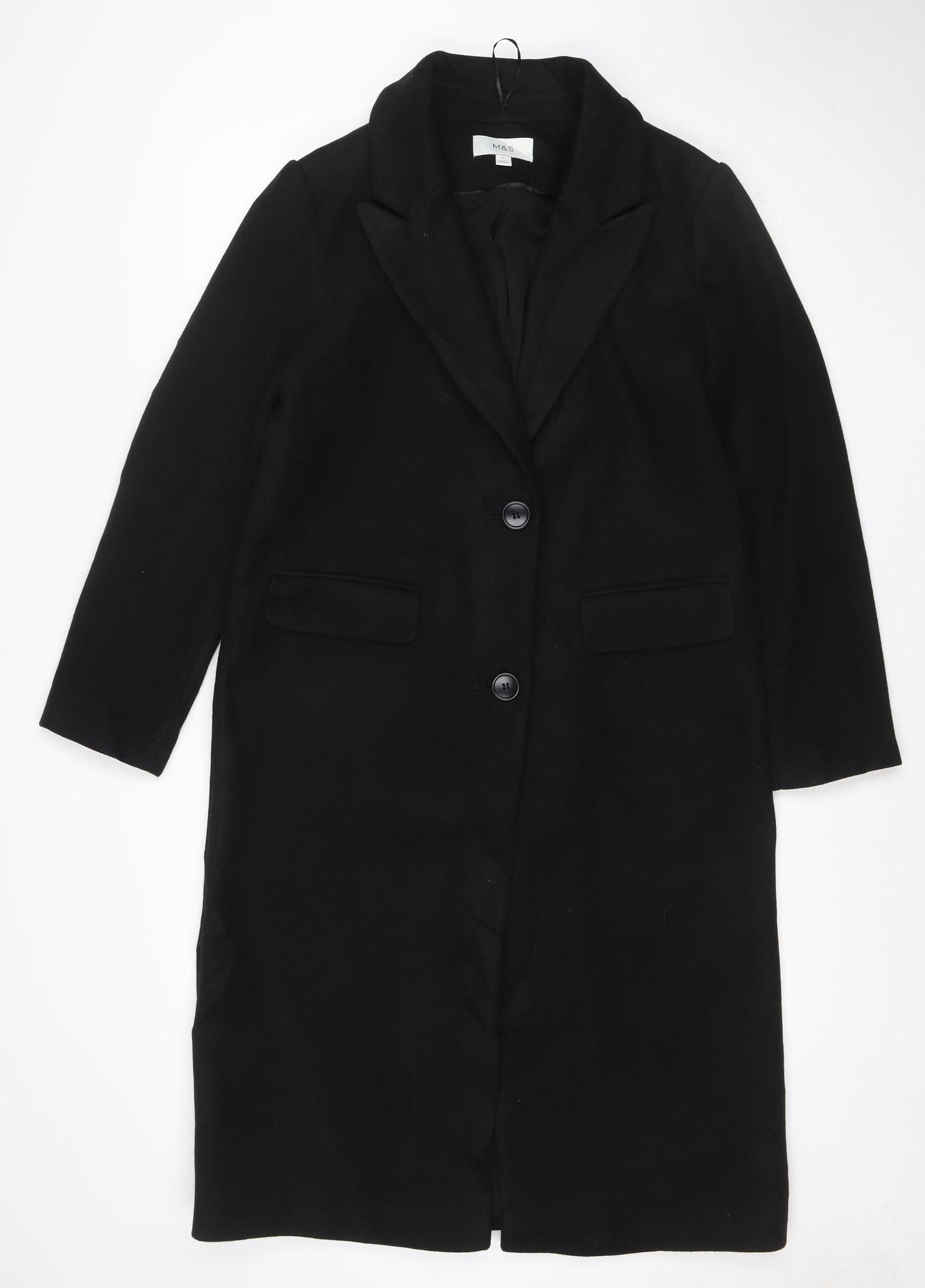 Marks and Spencer Womens Black Size 10 Long Overcoat