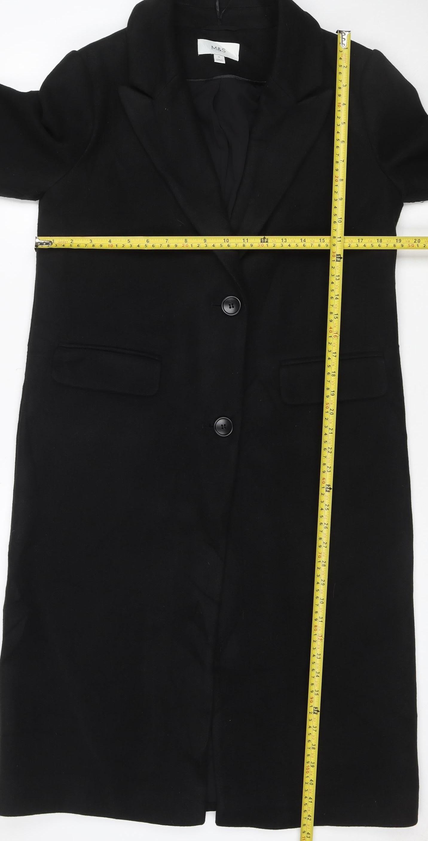 Marks and Spencer Womens Black Size 10 Long Overcoat