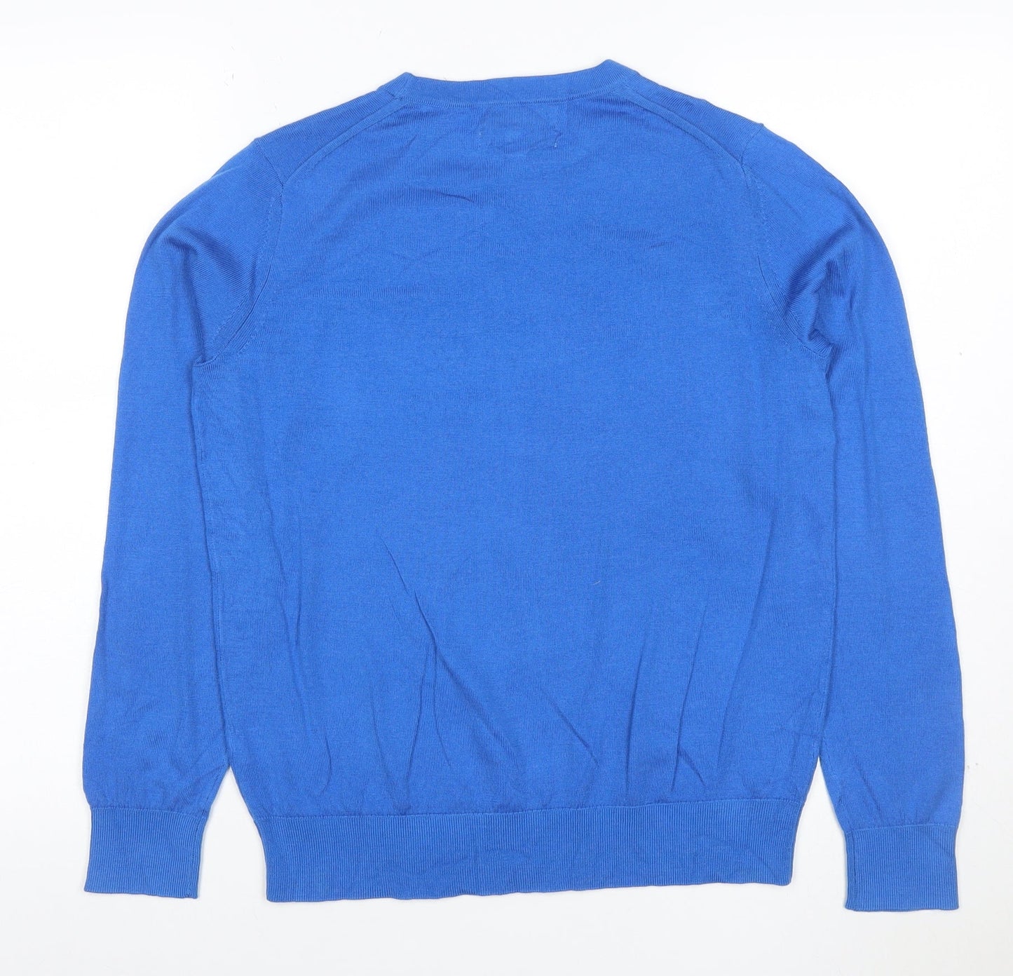 Marks and Spencer Women's Blue Merino Wool Crew Neck Jumper Size 10