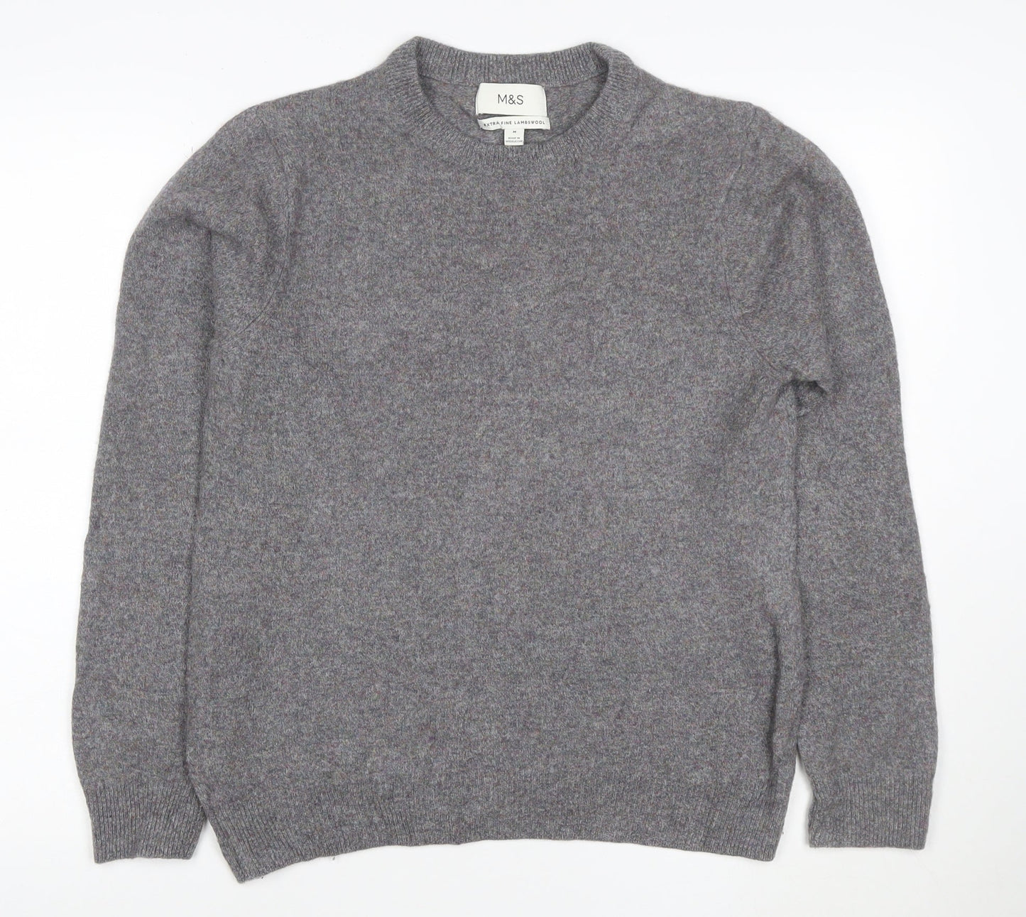 Marks and Spencer Mens Grey Wool Crew Neck Jumper M