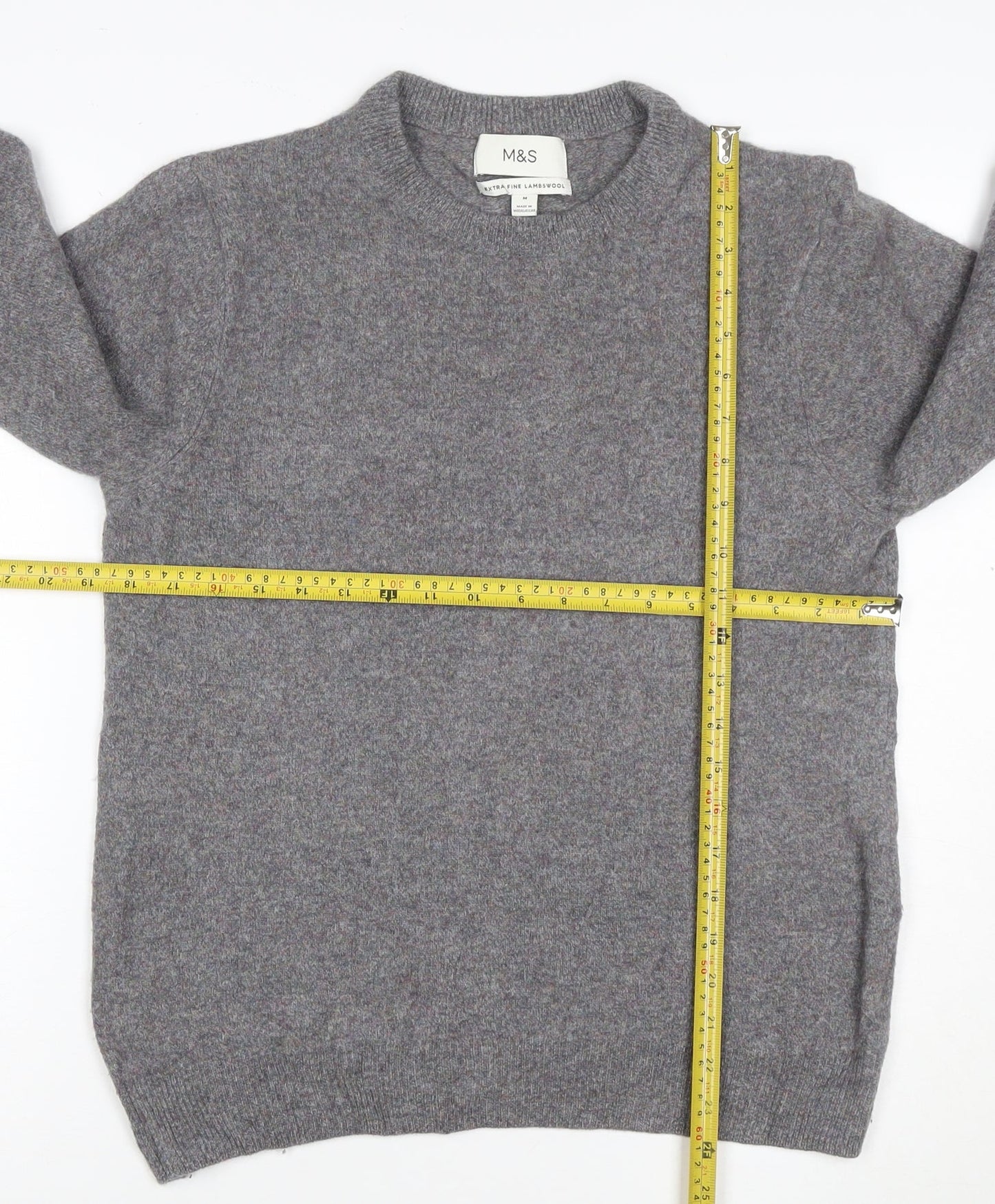 Marks and Spencer Mens Grey Wool Crew Neck Jumper M