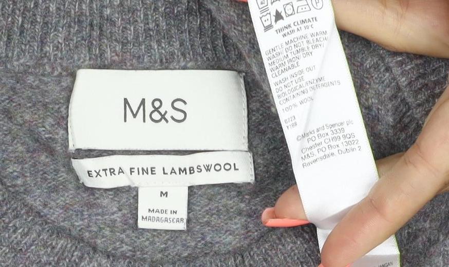 Marks and Spencer Mens Grey Wool Crew Neck Jumper M