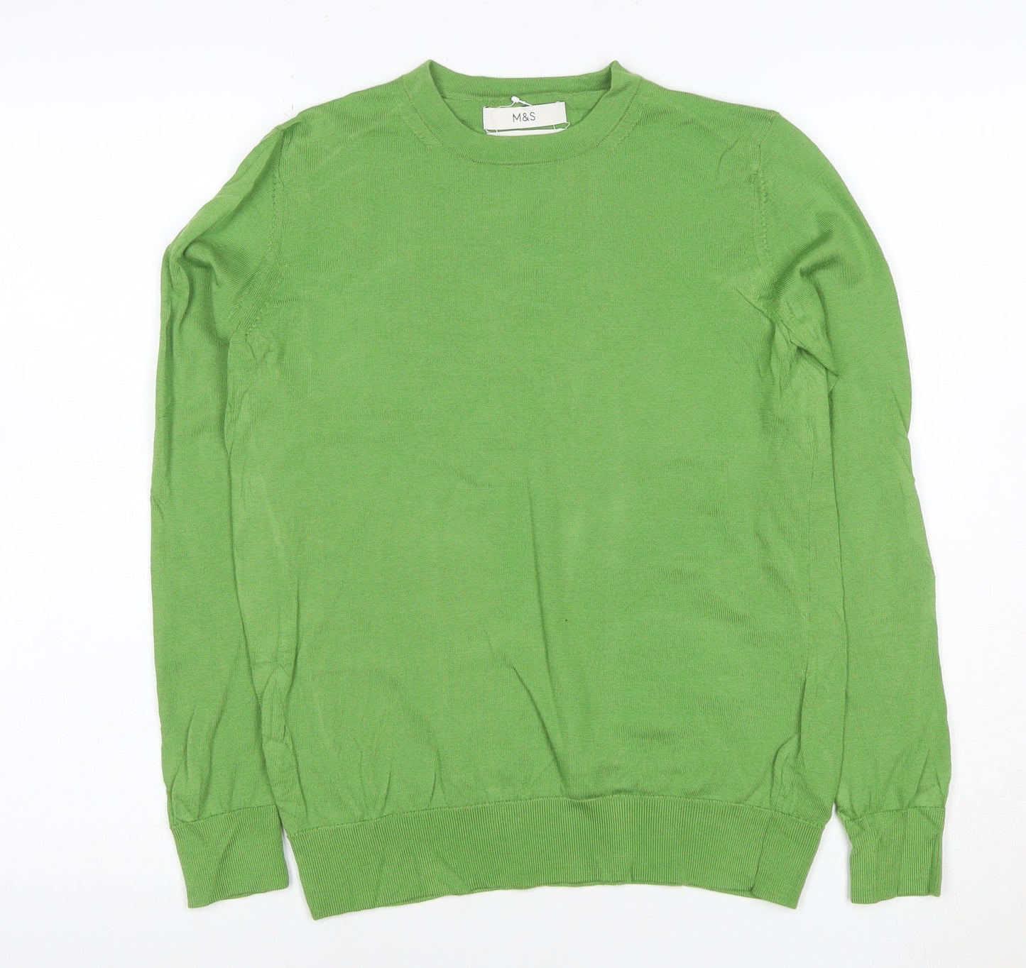 Marks and Spencer Women Green Merino Wool Crew Neck Jumper Size 8