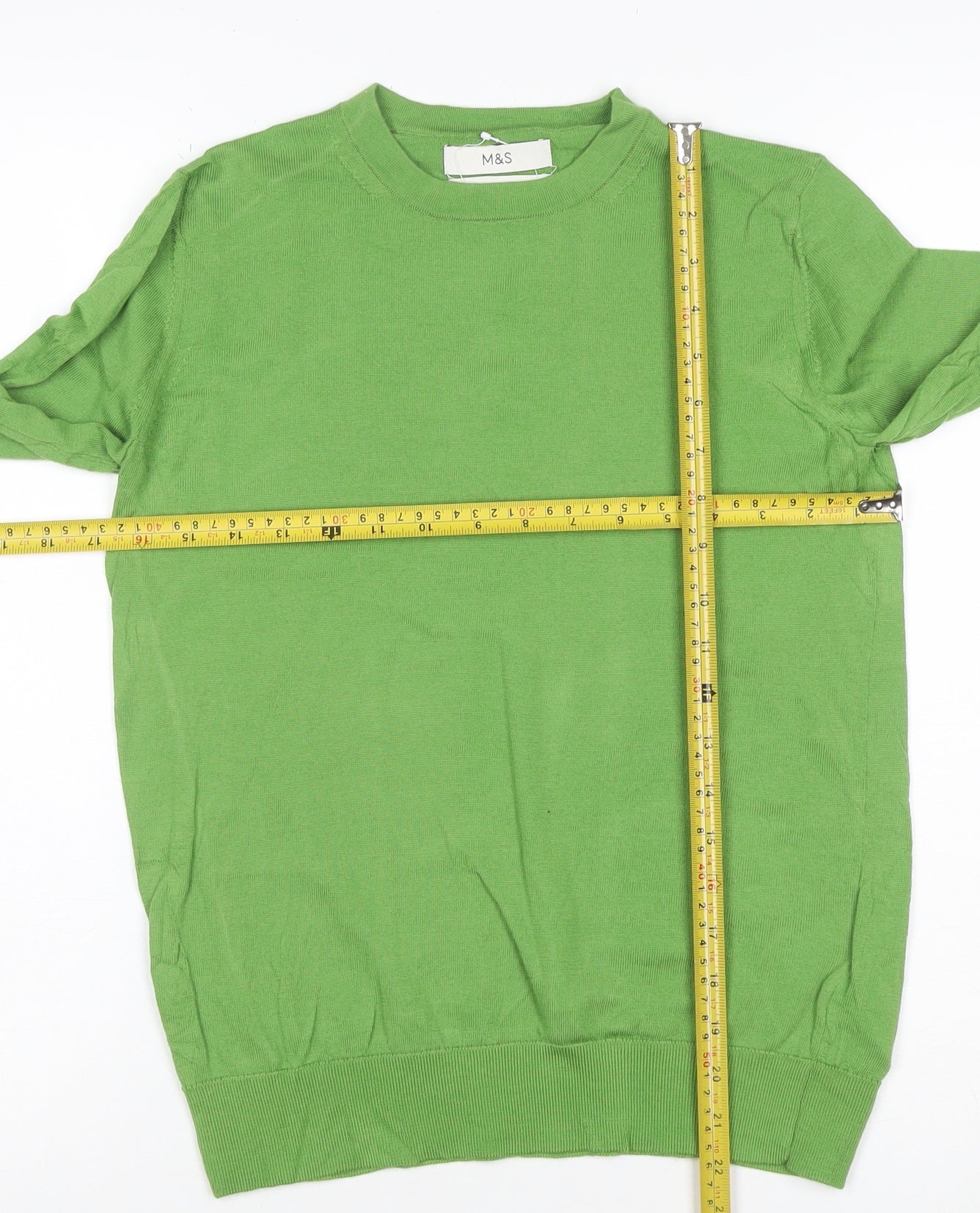 Marks and Spencer Women Green Merino Wool Crew Neck Jumper Size 8