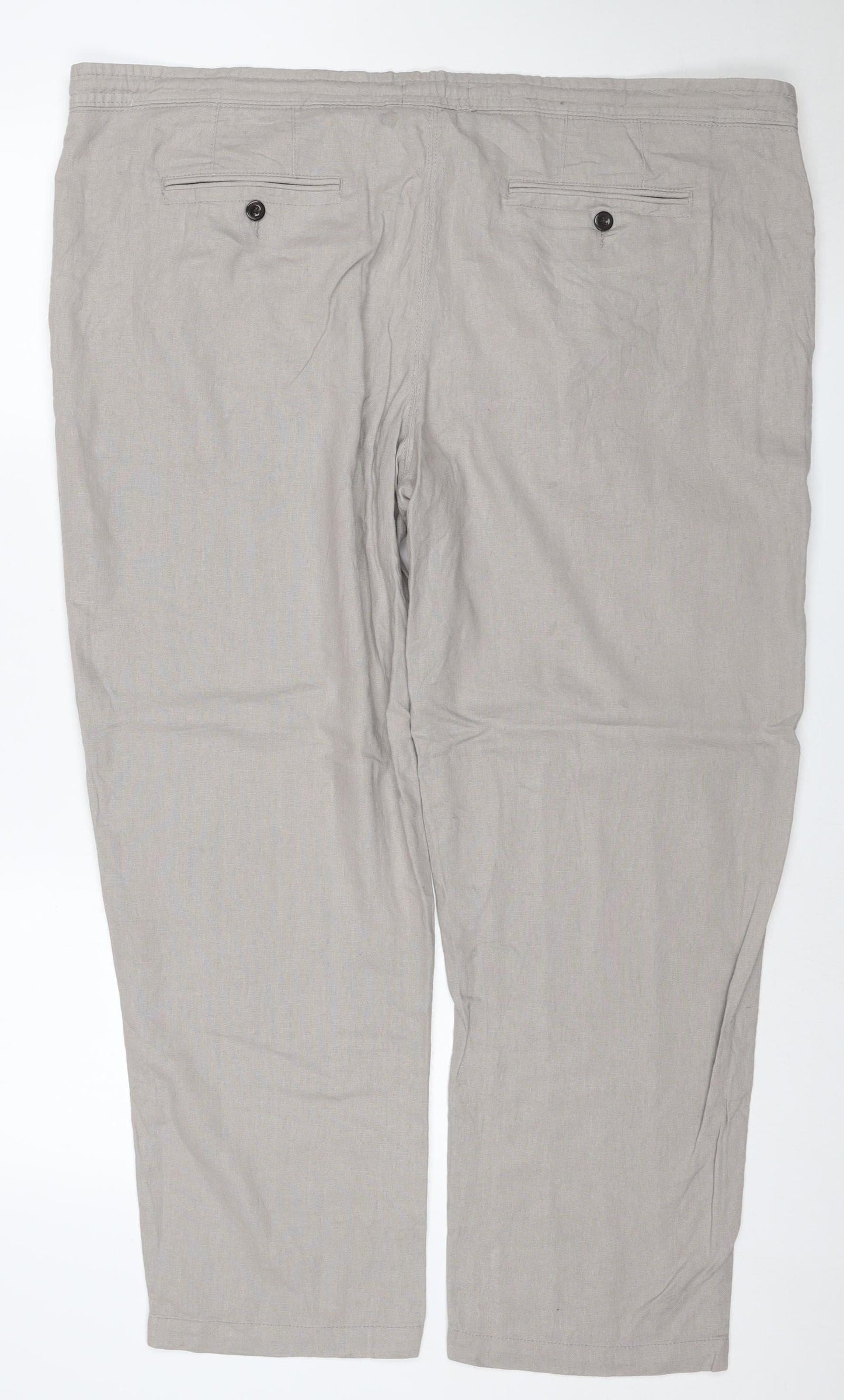 Marks and Spencer Men’s Beige Linen Blend Regular Fit Chino Trousers 46/29