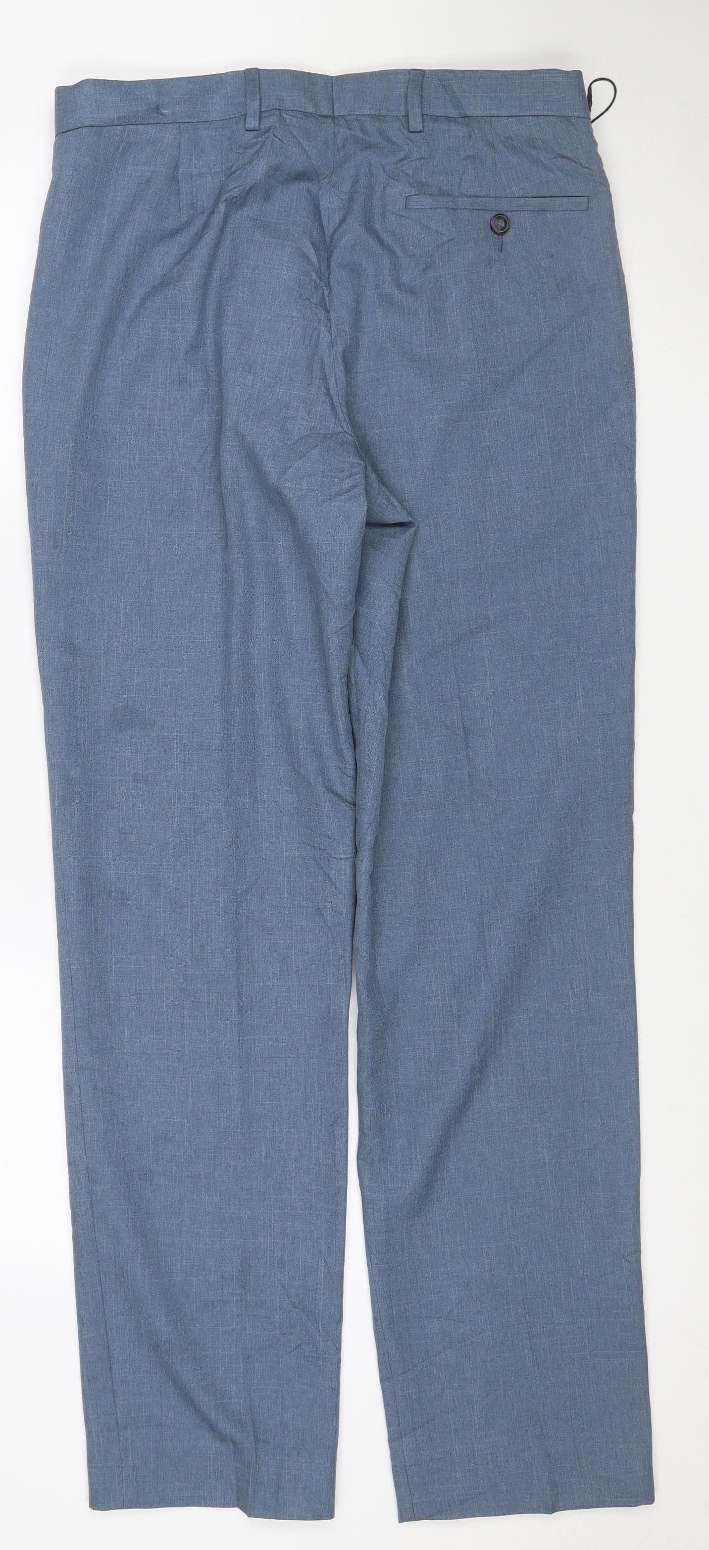 Marks and Spencer Men's Blue Regular Fit Chino Trousers 32W